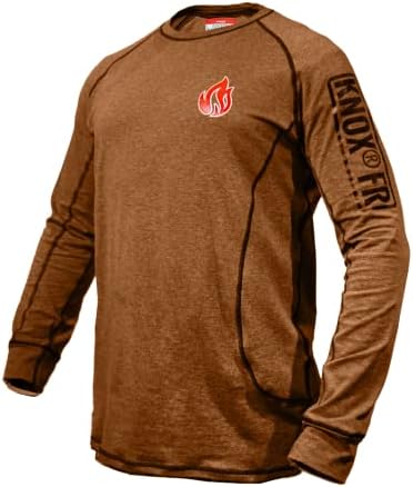 חולצות FR של נוקס לגברים | חולצת צוות שרוול ארוך תפור כפול תפור | NFPA2112 חולצת ריתוך מעכבת אש משקל קל